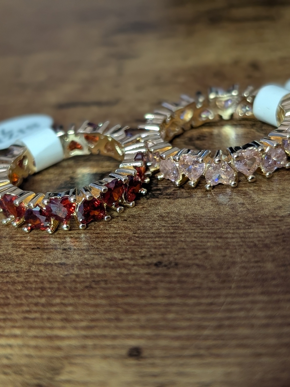 Gold Eternity Ring with Red and Light Pink Stones